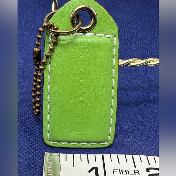 COACH Lime Green Leather KEY FOB Bag Charm Keychain Hang Tag 2.5” - Picture 6 of 9